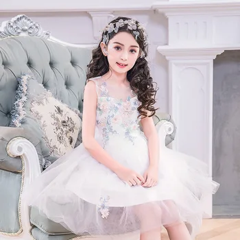 

2020 Dress Girls Summer Kids Elegant Appliques Girl Vestido Vestido De Festa 4 6 8 10 12 14 Years Old Girls Clothes RKF184029