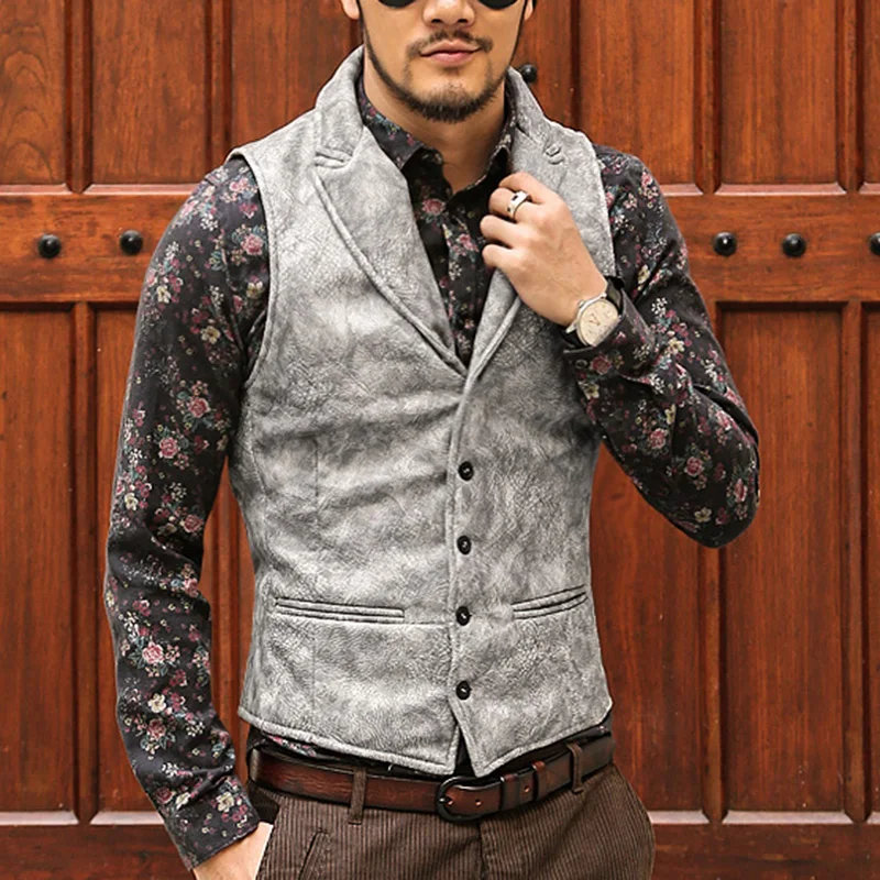 Mens Retro Single Breasted Dress Suit Vest Men Formal