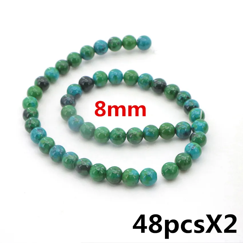 1 High Quality 4-14mm natural Dark green semi-precious Round ball Phoenix stone loose beads for DIY Fashion charms (23)