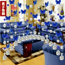 Украшение для дома 5 струн бабочек и хрустальных бусин шторы для гостиной