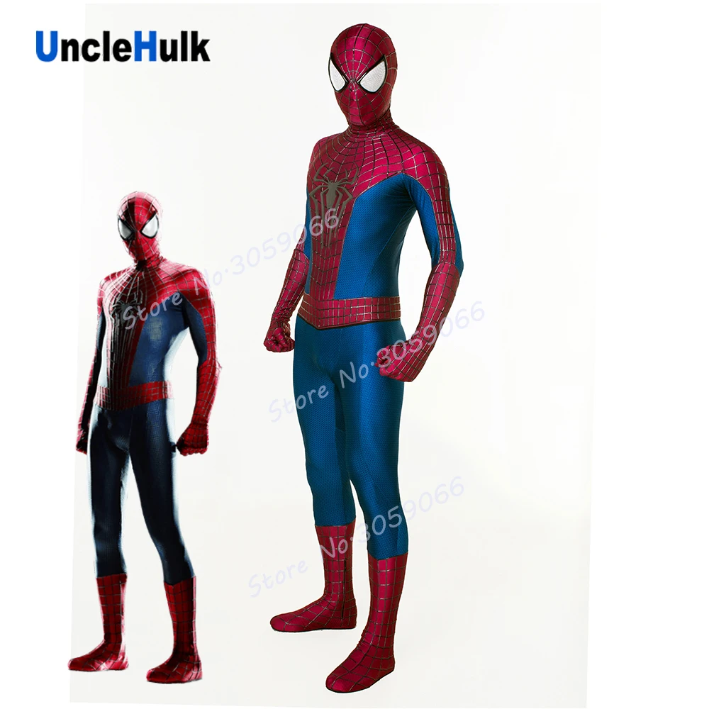 

High Quality Red and Blue TASM2 The Amazing Spider-Man 2 Lycra Zentai Bodysuit - hand drawing bulgy line | UncleHulk