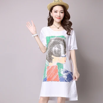 

Plus size S-3XL women summer dress national style print dress casual short-sleeve dresses Newest arrival vestido