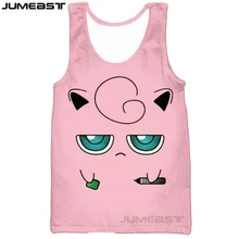 Jumeast бренд для мужчин/женщин 3D печатных Jigglypuff жилет мужчин Уличная Покемон Спортивная майка топы тройники