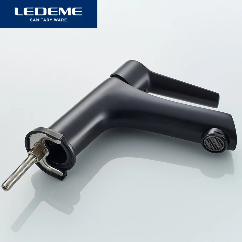 Billige LEDEME Becken Armaturen Bad Wasserhahn Schwarz Messing Wc, Waschbecken Wasserhähne Heißes und Kaltes Wasser Waschbecken Mixer Bad Tap L1069B
