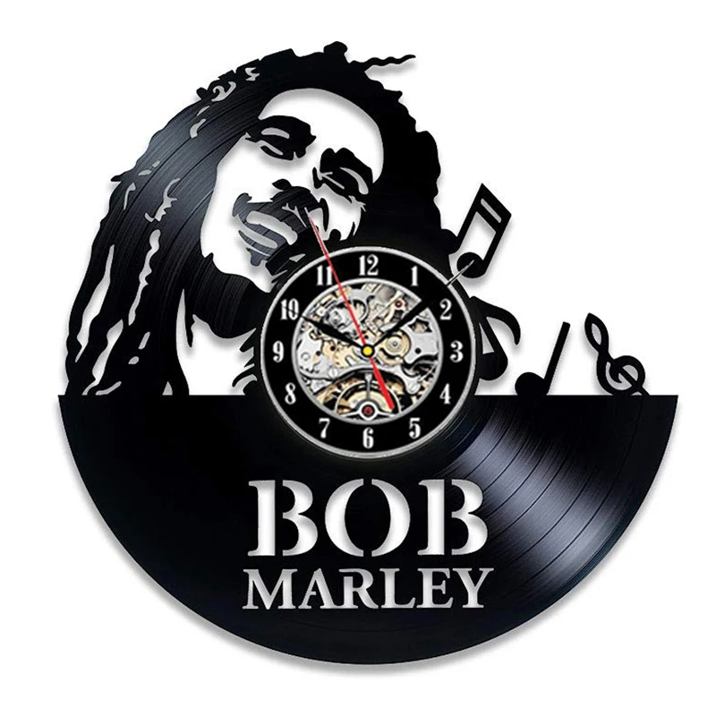 Bob Marley 3D настенные часы современный дизайн для гостиной классический винтажный виниловый рекорд часы настенные часы искусство украшение дома 12 дюймов