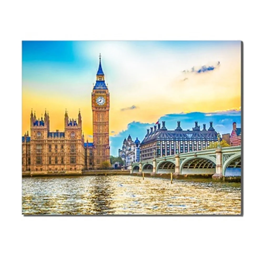 

European Style Building Fashion Creative Background Wall No Frame Canvas Oil Painting Posters Living Room Printed For Home Decor