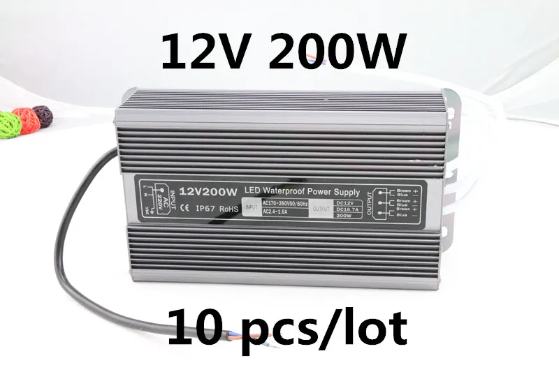 10pcs DC 12V 200W waterproof led driver Access control driver adapter led light transformer 16.7A power charger for leds 10pcs DC 12V 200W waterproof led driver Access control driver adapter led light transformer 16.7A power charger for leds