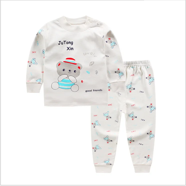 Весенне-осенне-зимний детский хлопковый комплект нижнего белья, осенняя одежда два предмета для детей 2-5 лет