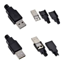 10 шт. Тип A входящий штекер USB 4 Pin разъем с черной Пластик крышка адаптер для подключения USB 2,0 DIY Kit