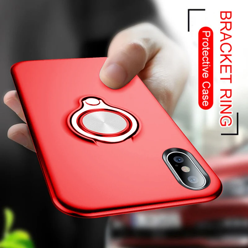 

Luxury Full Shockproof Holder Case For iphone X XS Max XR Soft Silicone Cover For iphone X XR XS Max Magnetic Ring Bracket Case