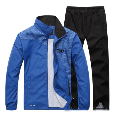 Спортивный костюм для мужчин быстросохнущие спортивные костюмы свободные спортивные костюмы для мужчин s Зима Осень Фитнес костюмы для бега набор теплый спортивный костюм для бега - Цвет: DL78 Blue