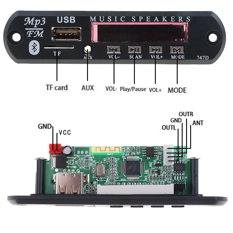 3,5 мм AUX Bluetooth Mp3 плеер беспроводной приемник FM радио декодер плата TF карта DIY Автомобильный Динамик модификация 5 в 12 В 24 в USB AUX