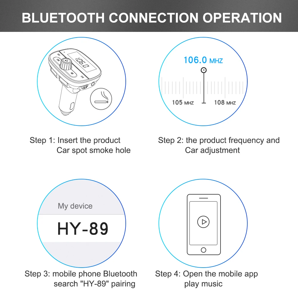 Vehemo 3.1A для беспроводного передатчика Bluetooth Dual USB дисплей текста TF карта стерео автомобильное зарядное устройство fm, микрофон Handsfree