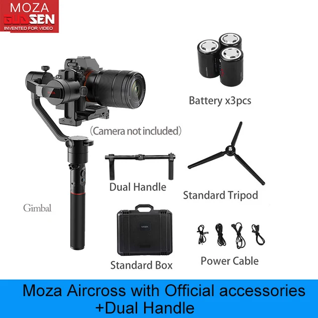 MOZA Aircross ручной карданный стабилизатор steadicam для беззеркальной камеры до 1,8 кг для sony A6000 RX100 A7 серии Pana GH4/5 - Цвет: Aircross dual handle