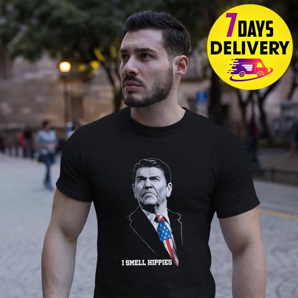 I Smell Hippies Funny Ronald Reagan Conservative Merica US