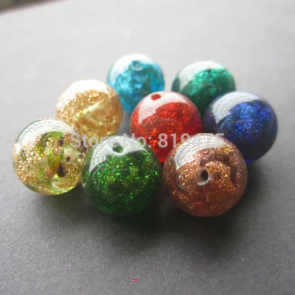 

12mm Lampwork Glass Beads 10Pieces Glass Boutique beads Dust Sand Multi-color for earring necklace making