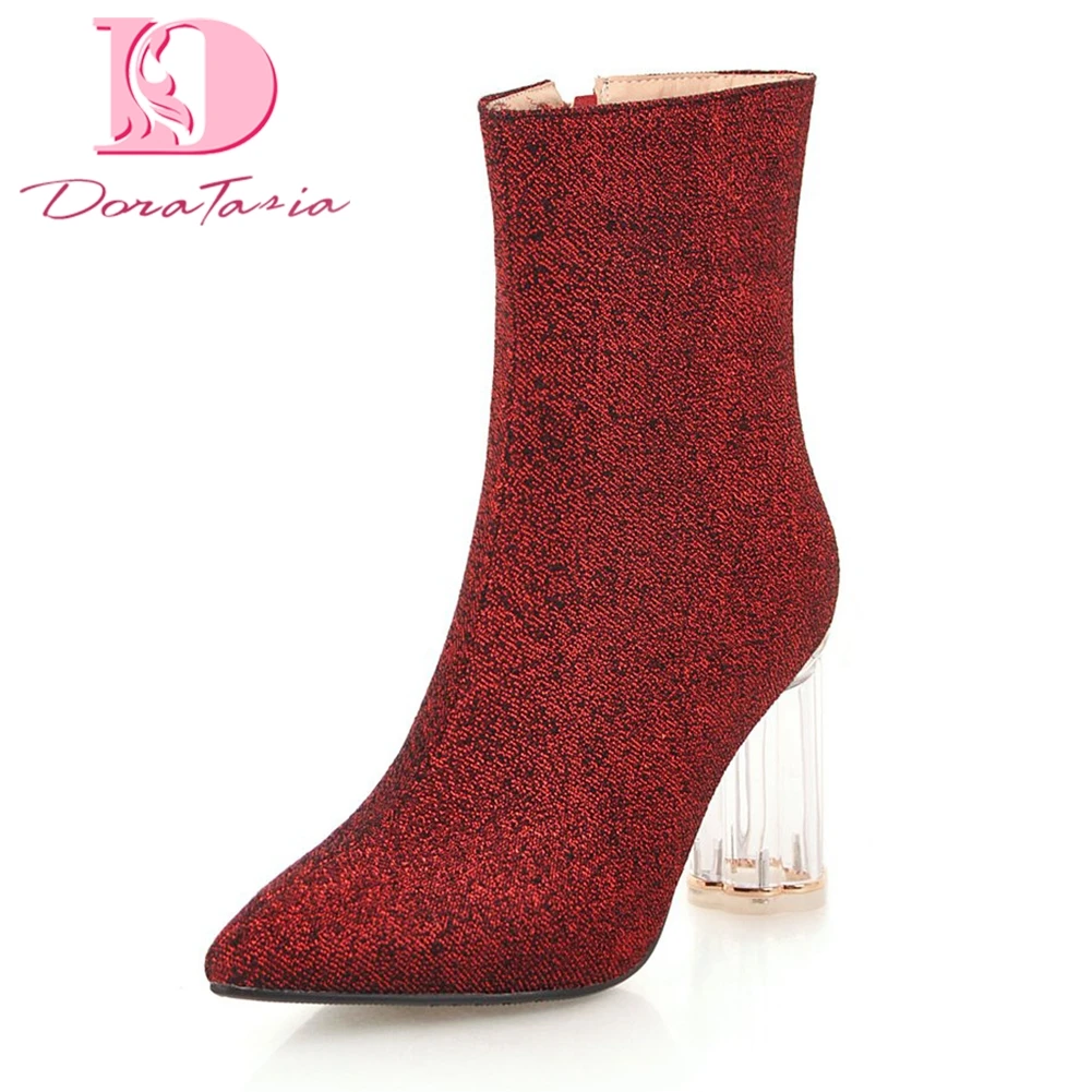 

DoraTasia 2018 Large Size 32-43 Zip Up Dropship Women Boots Woman Shoes sexy party High Heels Mid Calf Boots Shoes Woman