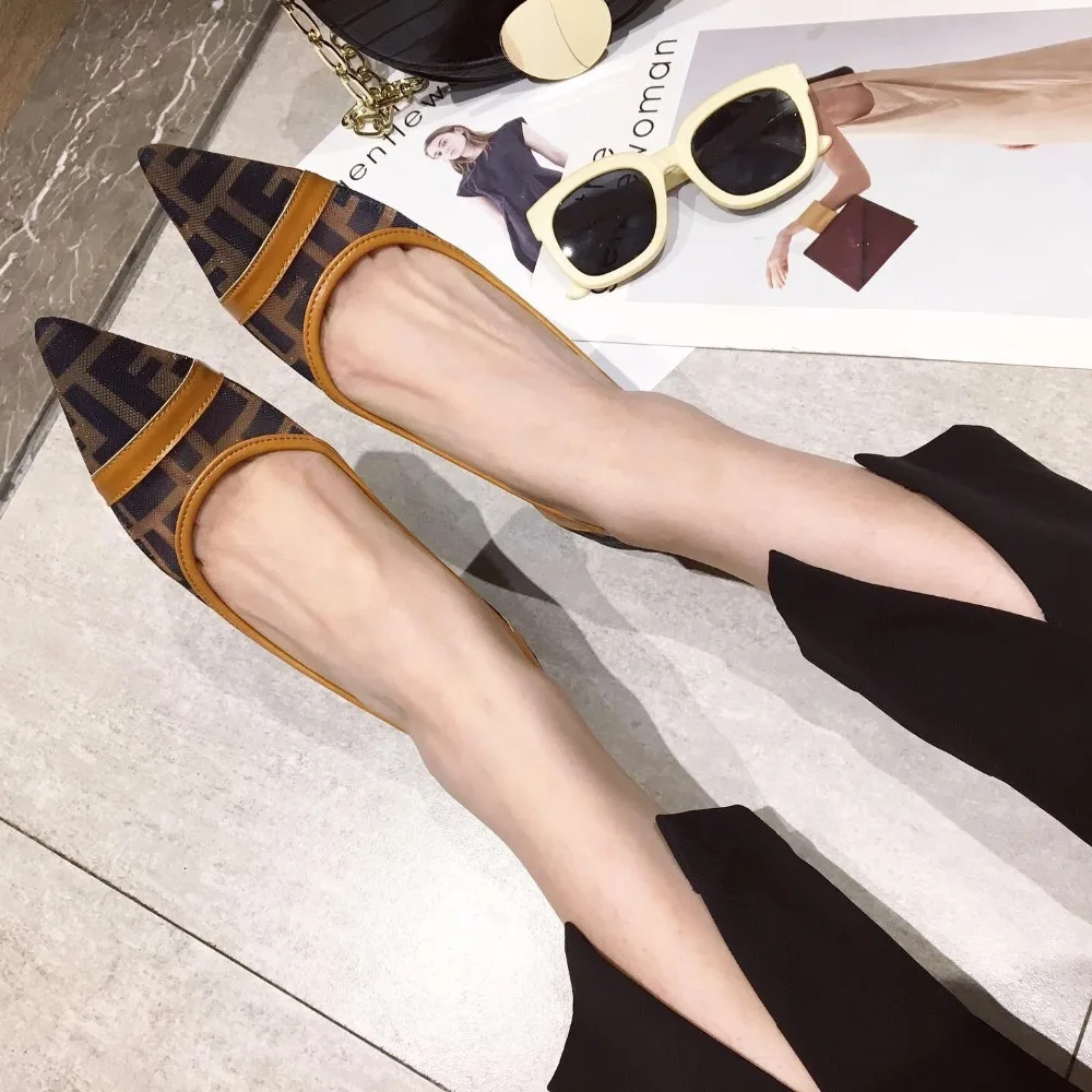

2019 spring and autumn new leopard pattern shallow mouth high heels crystal with stiletto pointed single shoes female.