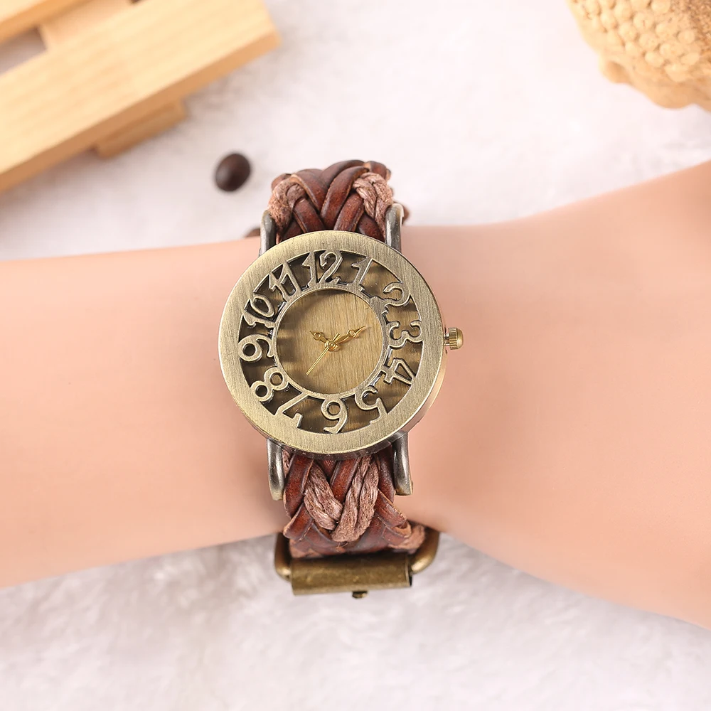 National Retro Knitted Band Desgin Female Wrist Watch Gift Vine Hollow Dial Quartz Women Watches relogio feminino (26)