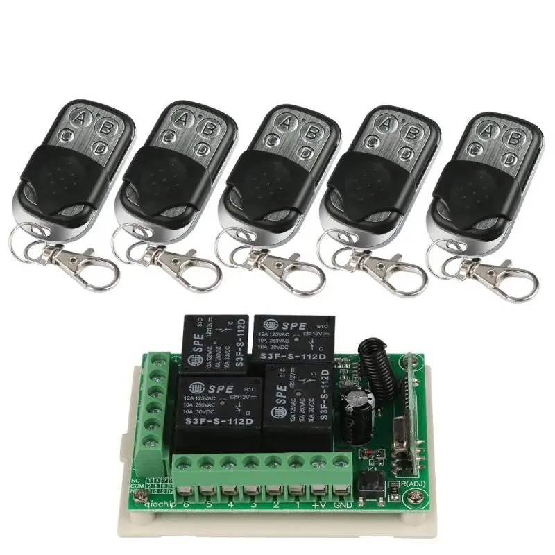 

433Mhz Wireless Control Switch DC12V 4CH Superheterodyne Relay Receiver Module RF Transmitter 433 Mhz Control Z2