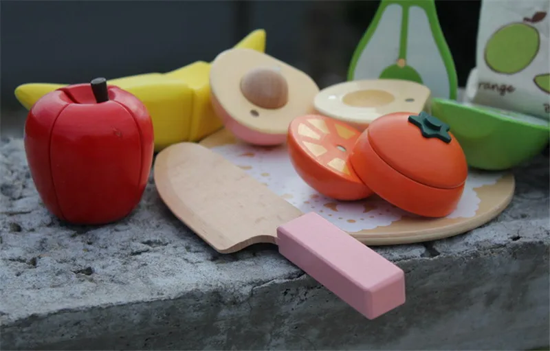Новая деревянная игрушка детская игра фрукты и овощи моделирование кухонная утварь деревянные игрушки