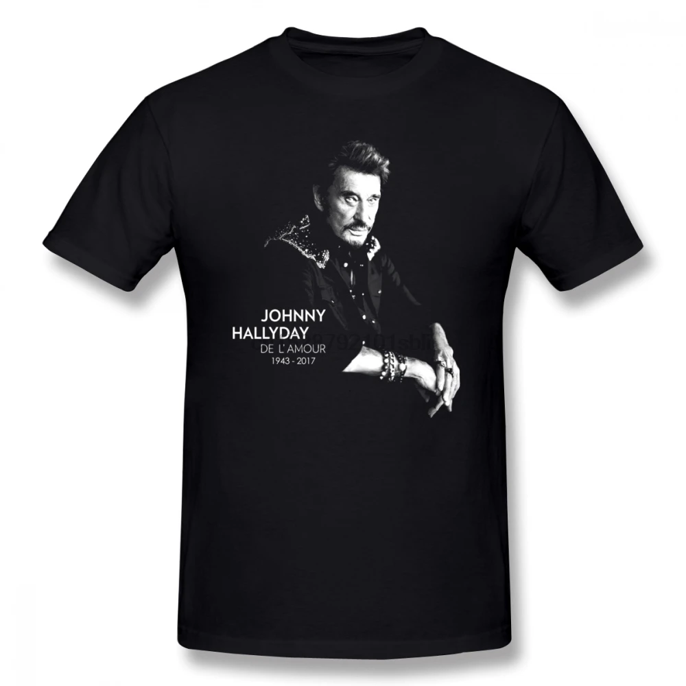 Мужская футболка с круглым вырезом johny Hallyday хлопковая Футболка большого размера