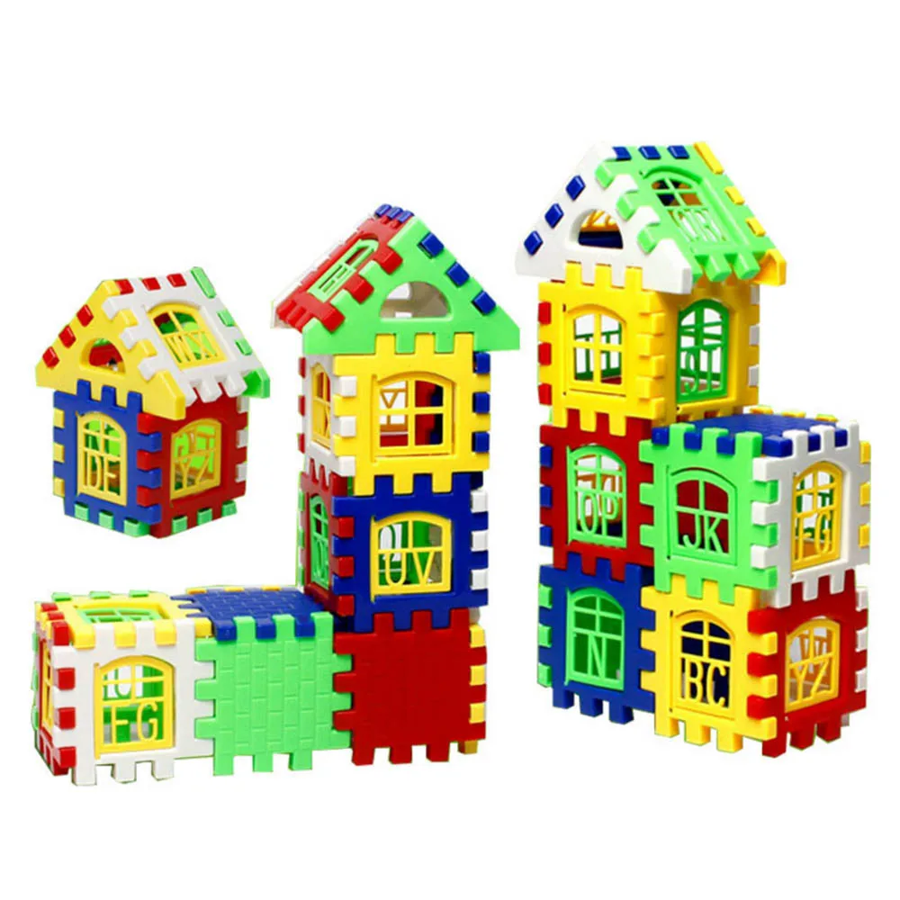 New24pcs/set DIY Baby Kids Children House Building Blocks Educational Learning Construction Developmental Toy Set Brain Game