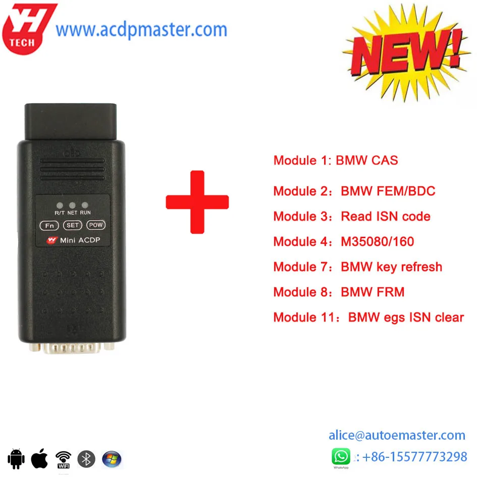 

Yanhua Mini ACDP for BMW Programming full set ---CAS, FEM,BDC,DEM,ISN and 35 Series,Refresh Key, FRM Module.