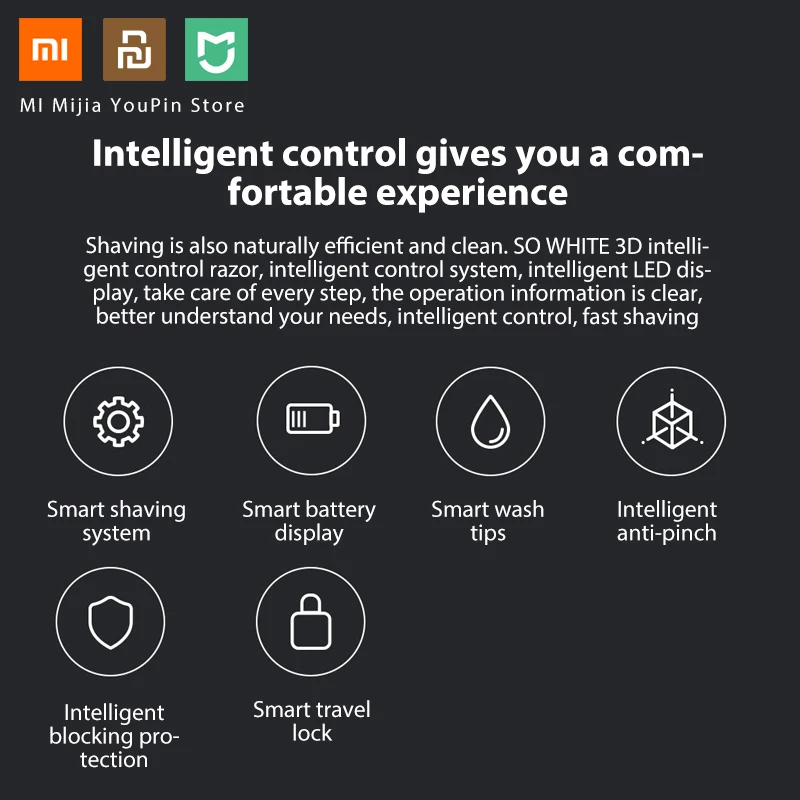 Xiaomi mijia SO WHITE умная 3d бритва с умным управлением Влажная и сухая Умный Замок