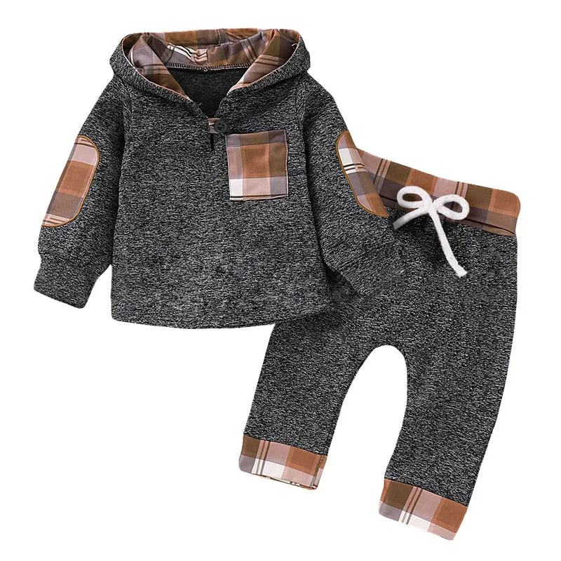 Одежда для новорожденных, костюм для малышей коллекция года, весенне-осенняя одежда для маленьких мальчиков комплект из 2 предметов с капюшоном+ штаны детская одежда для малышей