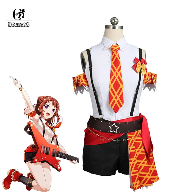 ROLECOS Anime BanG Dream! Cosplay Costumes Poppin Party Toyama Kasumi Costume Shorts with Bracelet for Women |