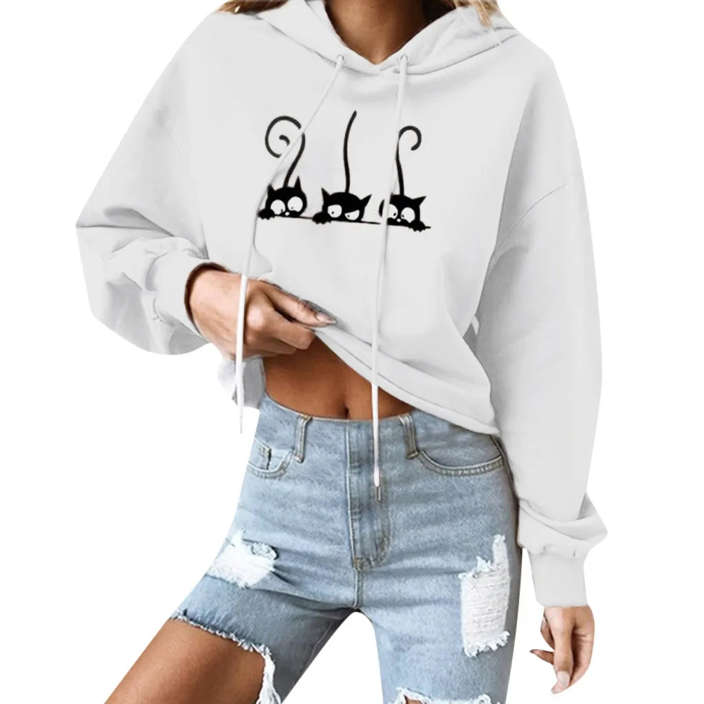 Hoodies Women's Fashion Cat Printed Sweatshirt Women Hoodie Long Sleeve Pullover Autumn Hoodies Casual moletom feminino inverno