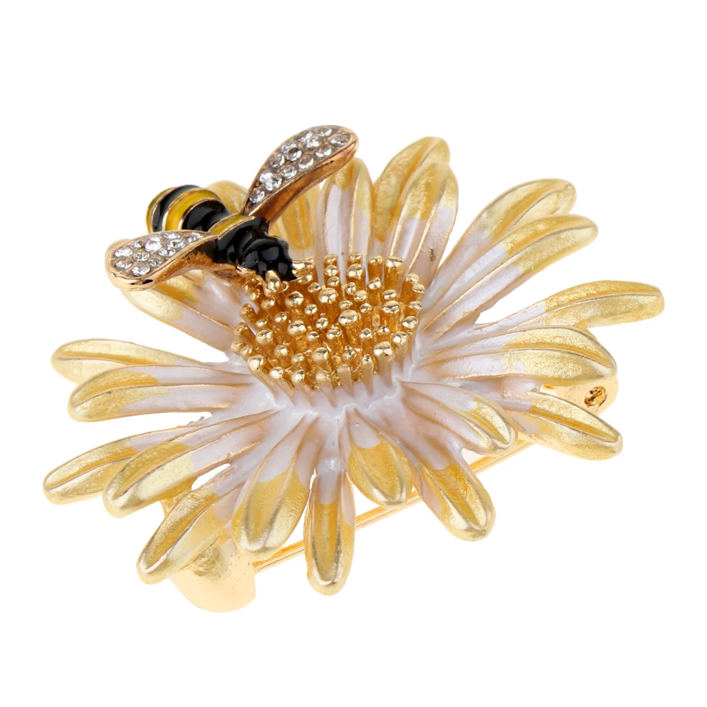 Fashion Flower Honey Bee Brooch for Accessory Wedding Valentines flower bud