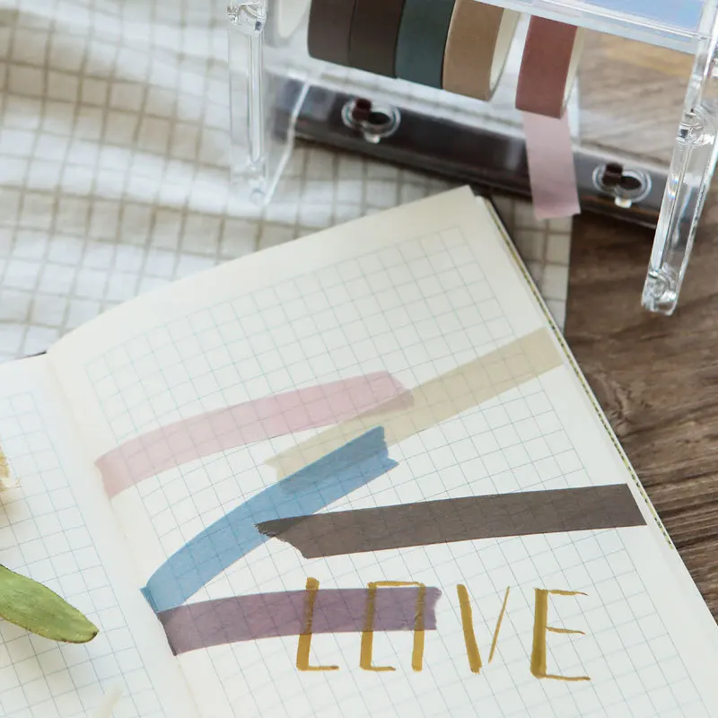 5Pcs Pure Color Tape Stickers Notebook Letters Cards Crafts and Scrapbooking Decor Planner Notes Decorations Accessories