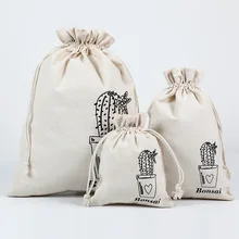 3 шт./лот натуральный хлопок эко джутовый льняной Drawstring упаковка подарочный пакет изделия Большой Рождественский мешок