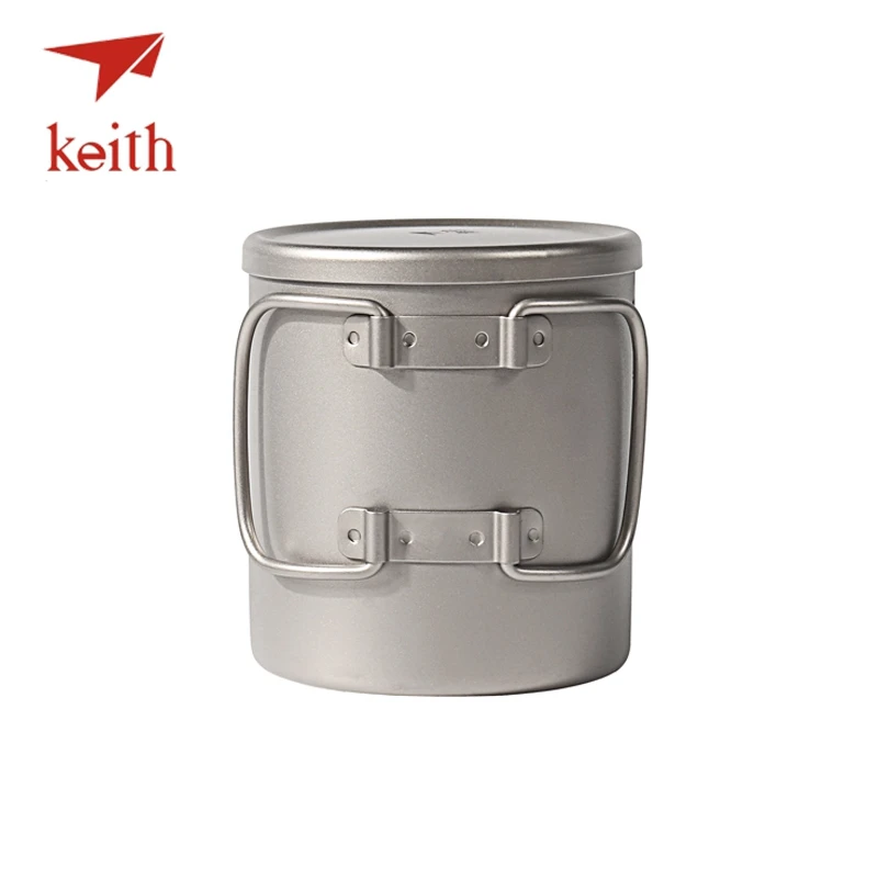 Keith doble pared de titanio taza aislada con titanio agua tapa tazas mango plegable Camping al aire libre utensilios vajilla