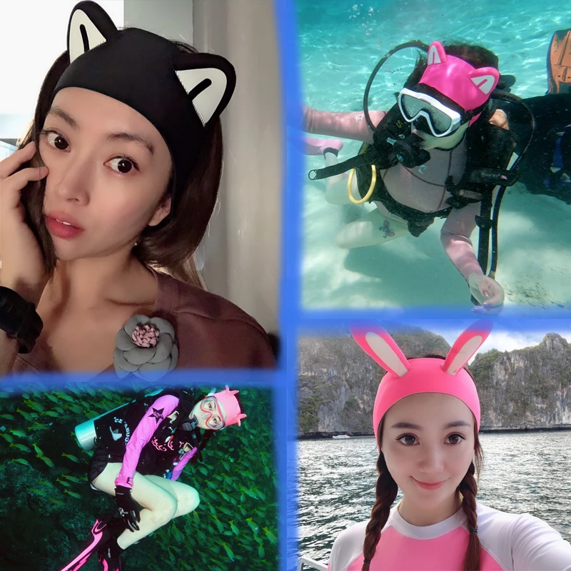 Skup Ucho do ochrony włosów, czepek, nakrycia głowy do modelowania nurkowania, nauszniki do kreskówek. Kaptur do nurkowania dla dzieci i dorosłych