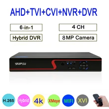 Hi3521D XMeye красная панель 4CH 8MP Гибридный коаксиальный wifi 6 в 1 XVI TVI CVI NVR AHD CCTV DVR видео рекордер