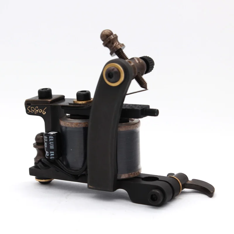 

Professional Hot Sale High Quality Liner Shader Copper Handmade Tattoo Machine 12 Import Wrap Green Tattoo Gun Beginner Practice