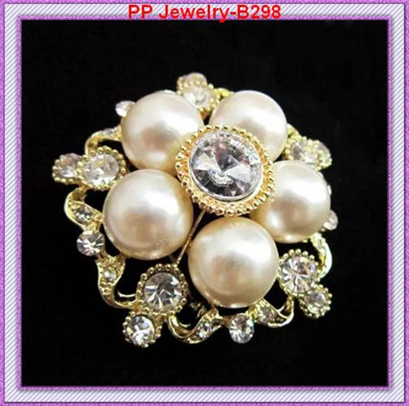 Gold Color Pearl Flower Wedding Bridal Bouquet Brooches Luxury Lady