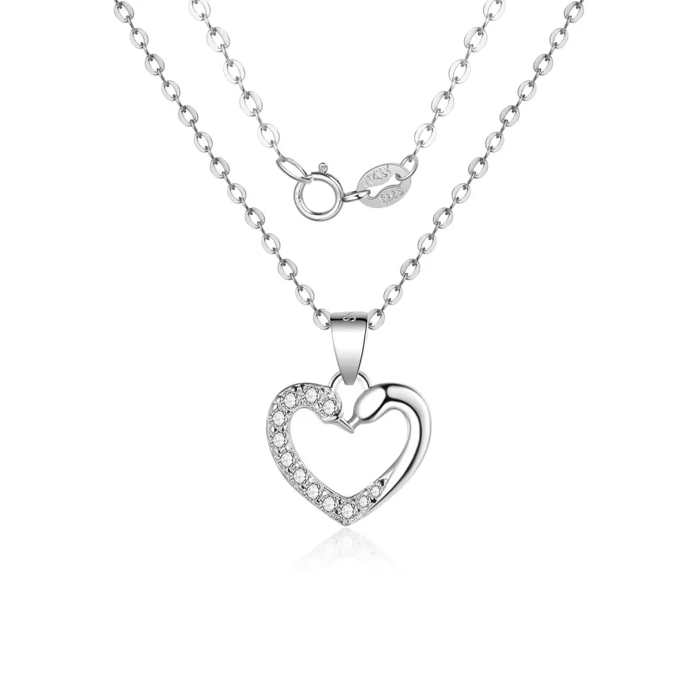 Сказочное Настоящее 925 пробы Серебряное ожерелье с подвеской в виде сердца для женщин - Окраска металла: SN092