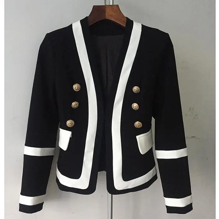 

Women Blazers 2019 Black White Color Long Sleeve Jackets Double Breasted Vintage Blazer Cardigan Coat Female Top Blazer Feminino