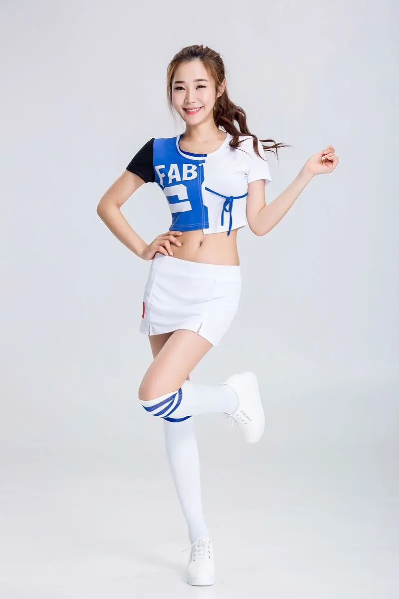 Корейский спортивный костюм Болельщицы синяя школьная форма Болельщицы баскетбольная игра команда шоу женское платье