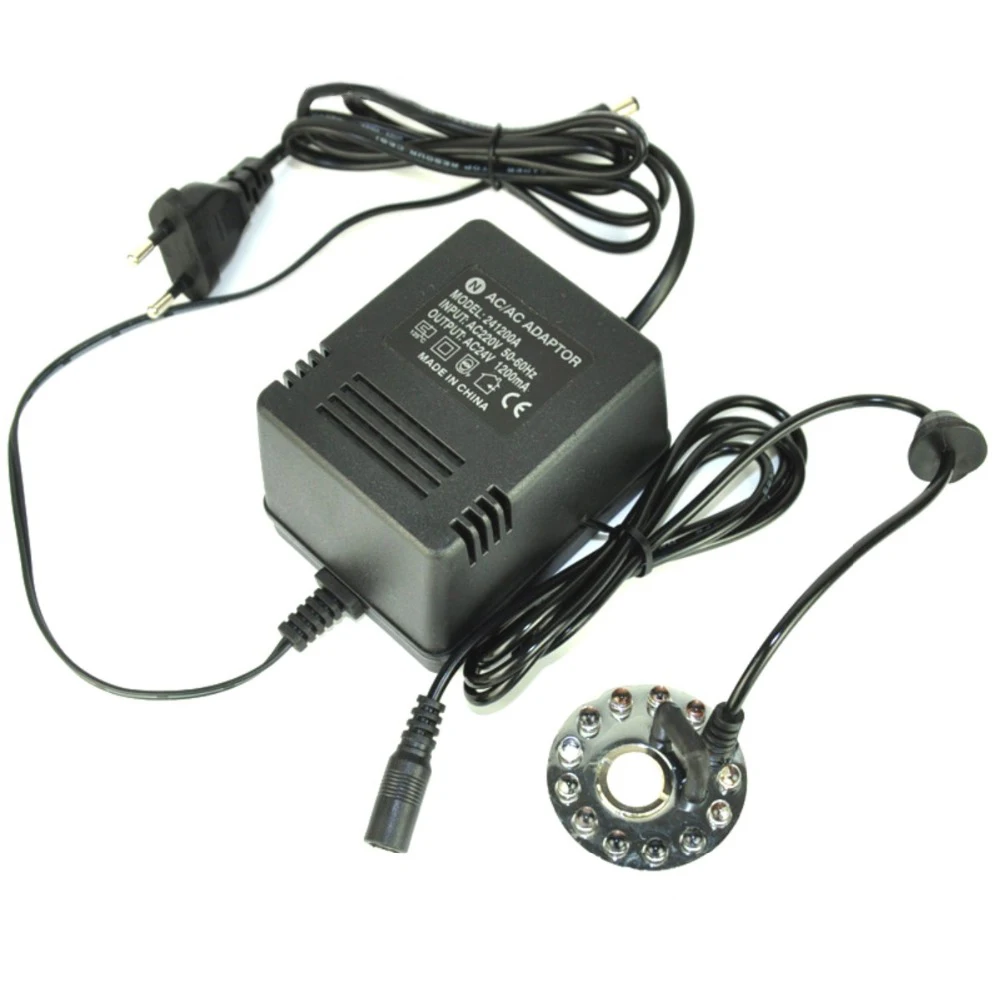 400ml//h 12 Colorful LED Ultrasonic Mist Maker Fogger Humidifier 24V Adapter