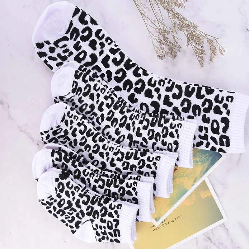 New 1 Pair Leopard Printed Cotton Socks Adult Kids Mid Socks Unisex Men Women Fashion Family Matching Parent-child Socks