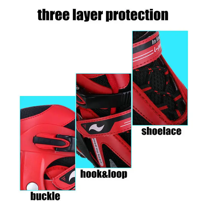 الكبار الاطفال مضمنة الزلاجات مع هوك و حلقة ، ABEC-7 تحمل الكبار الزلاجات ، PVC الفرامل البالغين الأسطوانة الزلاجات ، ضبط الجليد