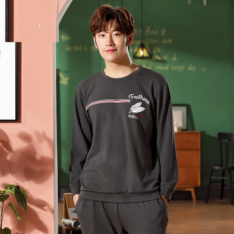 

2019 autumn winter men's pajamas cotton long sleeve student home suits pijama hombre pajamas sleepwear pajamas men pyjama homme