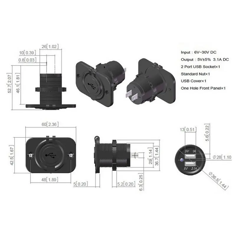 Автомобильное зарядное устройство с двумя USB портами 5 В 1 а/5 а|Зарядные