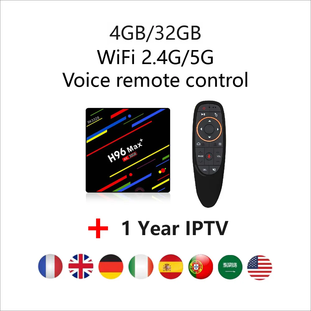Приставка с 1 год IPTV подписка 3000+ Live 25000+ VOD для Европейский французский арабский язык США Спорт взрослый 18+ H96 MAX Plus - Цвет: 4G 32G voice IPTV