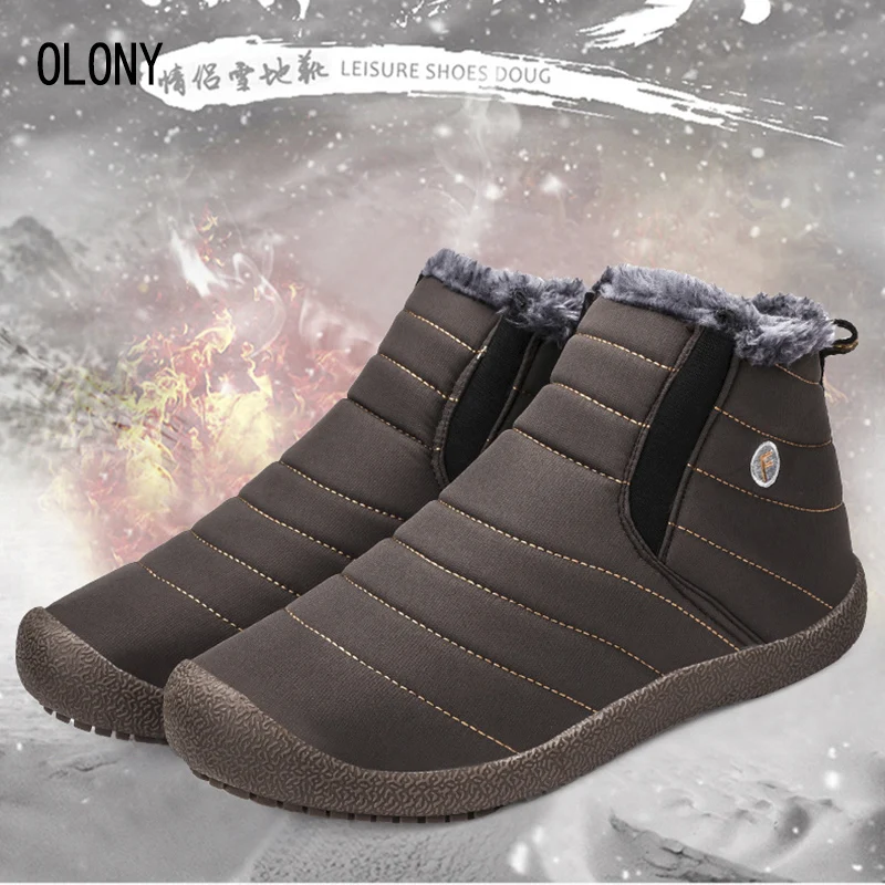 

Large Size Men's Shoes 2018 Winter Couple Snow Boots Non-slip Warm plush Lining Warm Shoes Casual Men's Shoes Men's Boots 35-48